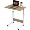 Lvhecforhm Scrivania Del Computer Regolabile In Altezza, Scrivania con Ruote 60x40cm, Tavolo per Mobile, Tavolo da Letto Rotante, Tavolo da Letto per Computer Portatile, Tavolino PC(Marrone)