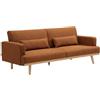 Vente-unique - Divano letto 3 posti Esme - poliestere - terracotta | Base in legno, Praticità e semplicità del divano letto clic-clac, Cuscini aggiuntivi