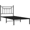 KTHLBRH Giroletto con Testiera in Metallo Nero 90x190 cm | Acciaio Verniciato a Polvere, Doghe Incluse, Spazio Sotto Letto 26 cm, Supporto Schiena