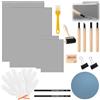 Siyrdxcbt Set di stampa linoleico da 14 pezzi, 2 x A4 e 2 x A6 grigio, set di taglio | Timbro in gomma spessa 3 mm, con coltello per incisione, rullo, penna, gomma, mollette, guanto per incisione, arte
