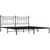 KTHLBRH Letto Matrimoniale in Metallo Nero 193x203 cm | Base con contenitore sotto, struttura in acciaio, doghe incluse, testiera per supporto schiena
