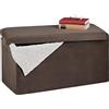 Relaxdays Panca Contenitore, Seduta Imbottita, 80 Litri, Pouf Cassapanca per Corridoio e Salotto, 38x77x39 cm, Marrone