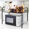 3 PAGEN® Mensola per microonde in metallo - sfruttamento ottimale dello spazio - ideale per piccole cucine - pratico aiuto per la cucina - salvaspazio e facile da pulire - nero