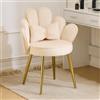 VINGLI Poltrona Conchiglia in Velluto, Sedia Trucco a Forma di Petalo con Cuscino a Fiocco, Poltrocina Imbottita per Camera da Letto, Salotto e Trucco, 66 x 55 x 83cm (Beige)