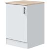 Bricohabitat Modulo inferiore Kira inferiore da cucina con 1 anta reversibile e 1 ripiano regolabile in bianco lucido e rovere canadese, 60 x 90 x 60 cm