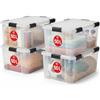 Iris Ohyama, Scatole Portaoggetti Ermetiche in Plastica, 50L, Set di 4, Trasparente, Coperchio Impermeabile, con Chiusura, Impilabile, Per Esterni, Garage, Vestiti, Antipolvere, Senza BPA, AT-L