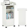 SOCOMFAY Leggio in legno, con ruote, per chiese, scuole e seminari, colore: bianco