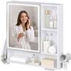 Coleshome Specchio Bagno Contenitore con Luce Illuminazione LED 70x75x16cm | Antiappannamento Specchiera Ripiano Salvaspazio Pulsante Touch 3 Temperature di Colore Dimmerabile Mobile Armadietto Bagno