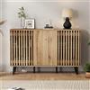Merax Credenza 150 x 40 x 95 cm - Armadietto moderno a 3 ante, 6 scomparti per soggiorno, camera da letto, ufficio, armadio da cucina multifunzionale e armadietto portaoggetti in colore legno naturale
