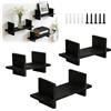 MIUUIPI Set di 3 scaffali da parete in legno, per cucina, soggiorno, camera da letto, bagno, decorazione da parete (nero)