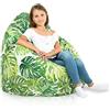 Italpouf Poltrona Sacco XL, Interno, Adulti e Bambini, Riempimento Perle Polistirolo, Sfoderabile, Lavabile in Lavatrice, Giungla, 115x90 cm