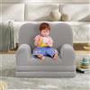 GarveeHome Divano bambini 2 in 1 - Poltrona letto pieghevole in morbido tessuto Orsetto - Comodo per cameretta, soggiorno, regalo compleanno - Colore grigio, modello 2106-9