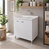 Sconosciuto Yellowshop - Mobile Lavatoio Lavapanni Lavanderia e Bagno In Legno A Due Vasche Bocche Con Anta Ante Mobile Mobiletto Pilozza Lavabo Armadio Bianco Cm 80x60 Altezza 85