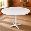 Amveya Tavolo rotondo 100 cm bianco per 4 a 6 persone tavolo cucina | Tavolo cucina rotondo con piano in legno bianco e base a croce metallica per sala da pranzo soggiorno e spazi moderni