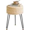 YMYNY Pouf Sgabello Ottomane, Ottomano Poggiapiedi con Gambe in Metall, Sgabello in Seagrass Natura, Seduta Moderna per Soggiorno Camera da Letto Ingresso, 32 × 32 × 45CM, Bianco HBD029M