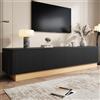 NADEUSAK Mobile TV da 200 x 40 x 47,5 cm, 4 ante con ampio spazio di archiviazione, colore nero, con scomparti regolabili in altezza, angoli arrotondati, materiale MDF