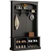 Azkoeesy Set guardaroba scarpiera, 120 x 40 x 190 cm (lunghezza x larghezza x altezza), con panca imbottita, 3 ganci appendiabiti, mensola, per corridoio e ingresso, colore: nero