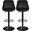 Soberine Set 2 Sgabelli da Bar Cucina Velluto Design Moderni Nero | Altezza Regolabile, Schienale, Girevole a 360°, Finta Pelle, Poggiapiedi Metallo, Design Moderni, per Cucina Ristorante