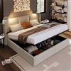Sweiko Imbottito telaio letto 160 x 200 cm con illuminazione a LED, ricarica USB, rete e stoccaggio, baule letto matrimoniale per adolescenti, beige (senza materasso)