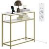 SoBuy Tavolino Consolle con USB Type-C e 2 Prese Ingresso | Consolle moderna, 2 ripiani, cavo 1,8m, stile lusso per soggiorno, corridoio e ingresso, FSB106-E-G