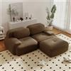 Yihomfy Divano angolare convertibile moderno da 208 cm con pouf, divano modulare in velluto a coste a forma di L, divano compresso da 2 a 4 posti, per soggiorno, seduta extra profonda, nessun montaggio