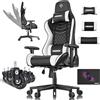 KESSER® Sedia da gaming ergonomica con poggiatesta e cuscino lombare | Sedia da ufficio Racing Gamer, portata fino a 150 kg, braccioli, girevole a 360°, con ruote in gomma