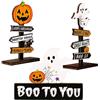 Fengxunzmm 3 PCS Halloween Centrotavola in Legno Cartelli,Halloween Desktop in Legno,Happy Halloween Decorazioni da Tavola,Centrotavola Decorazioni di Halloween,Halloween Desktop Ornamento Ornamento