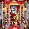 ECBEITF Decorazione Copriporta Natalizia 200 × 90 CM, Decorazioni Copri Porta Babbo Natale con Chiusura a Gancio e Anello, Banner Copriporta Natalizio per Esterni ed Interni