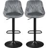 Soberine Set 2 Sgabelli da Bar Cucina Velluto Design Moderni Grigio Scuro | Altezza Regolabile, Schienale, Girevole a 360°, Finta Pelle, Poggiapiedi Metallo, Design Moderni, per Cucina Ristorante