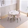 HJhomeheart 100CM Girare Set tavolo e sedie sala da pranzo,4 Sedie Beige | Velluto Teddy, Motiv righe verticali, struttura metallica,MDF, piedini antiscivolo, per sala da pranzo , Marmorizzato (Oro)