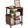 Aibiju Tavolino, Comodino in Stile Industriale, Comodino in Legno, Tavolino Moderno per Divano per Soggiorno/Camera da Letto/Piccolo Spazio, Gambe Marrone+Nere, YD-TM152LW