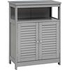 COSTWAY Armadietto del Bagno Salvaspazio in Legno, Grigio | Mobile Bagno con 2 Ante a Persiana e Mensola Regolabile, Mobiletto Moderno per Cucina, Soggiorno e Ingresso
