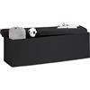 Relaxdays Pouf Pieghevole con Contenitore XXL, Panca Divanetto Portaoggetti, Lino, HxLxP 38 x 114 x 38 cm, Nero
