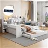 Dolamaní Letto giornaliero allungabile 140 x 200 cm/90 x 190 cm, con scrivania, scaffali e scaffali, letto funzionale (bianco)