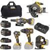 JCB JCB-18PKIT-8 - Set di attrezzi a batteria professionale 5 in 1 da 18 V, per cantiere, officina e falegnameria, trapano, avvitatore a percussione, sega circolare, smerigliatrice angolare e sega a