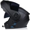 SDPPTY Bluetooth Casco Modulare per Moto con Doppia Visiera Antiriflesso,per Moto Integrale con Radio FM Integrata Bluetooth Caschi Integrati Bluetooth con Approvazione ECE, 55-62CM