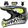 MtQcBdHy Casco da motocross Fullface MTB per bambini, guscio in ABS, casco da moto da uomo e da donna, downhill, casco da moto per bambini, ATV, con occhiali