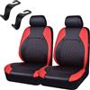 AzulLanse 2 Pcs Coprisedili Anteriori Auto Universali PU,Set di Coprisedili e Copri Poggiatesta per Sedili Anteriori Auto con Airbag Laterali,Coprisedili,Accessori Auto Interno-rosso