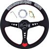 TIYPEOR Volante da corsa universale da 13,8 (350 mm, 3 pollici) con design a calice profondo, volante per auto per rally, motorsport, simulazione di guida, barche, in pelle microfibra