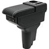 KAERGK Bracciolo Auto Compatibile con Fiat 500 | Vano Portaoggetti a Doppio Strato, 4 Porte USB + 2 Porte USB-C, con Portabicchieri, Facile da Montare, Linea Bianca