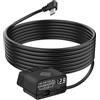 GELRHONR Cavo di alimentazione OBD2 a USB C per telecamera da cruscotto, display LED, protezione da bassa tensione, 12-30 V a 5 V/3 A, angolo retto di tipo C, sorveglianza 24 ore, 3 metri