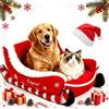 Gienslru Christmas Sleigh Dog Bed, Plush Washable Nest for Cats & Dogs (Red,M) | Warm Sleeping Comfort, Supportive Nest Structure, Winter Indoor Use, Festive Pet Retreat, Non-Slip Base