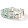 MOTTDAM Collare per animali domestici con perla e gatto alla moda in pelle PU con strass luccicanti,collare per cani Chihuahua regolabile,collana di perle per cani,gatti,cuccioli,gattini,1.5x33cm (S, Verde)