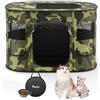 Pawaboo Recinto Portatile per Cani in Tessuto Oxford 600D, M, Mimetico Nero | Recinto pieghevole con finestre in rete, porte avvolgibili, borsa da trasporto e ciotola pieghevole, 80×60×55 cm