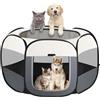 Dhqkqg Box per Cuccioli, 110x110x60cm Recinzione per Cuccioli, Pieghevole Box per Animali, Portatile Recinto per Gatti con Cerniera e Tasca Laterale, per Cucciolis, Gatti, Conigli, Interni e Esternia