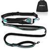PHILORN Guinzaglio per Cani Taglia Grande Fino a 150 lbs | 47 a 67 Retrattile, Mani Libere | con Cuciture Riflettenti, Tasca in Vita Regolabili, Doppio Manico, Ideale per Bicicletta Jogging (Blu)