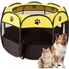 LUPATDY Recinto per Cani da Interno, Portatile Box Cani per Interno ed Esterni, Box Pieghevole per Cane e Gatti, Kennel Cane Piccolo, Gabbia per Gatto, Cucciolo Conigli, 74 x 74 x 43 cm (Giallo)
