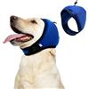 Beqilosa Cuscino fonoassorbente 2 cm - Protezione uditiva Cani (Blu M) | Felpa calmante con cappuccio per cani con paura dei botti, cuffie antirumore regolabili (anche per la toelettatura)