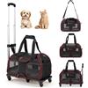 COSTWAY Borsa da Trasporto Portatile per Cani e Gatti Piccola Taglia, Rosso | Trasportino Auto Traspirante con Cuscino, Tasche, Cintura di Sicurezza, Box Trolley Pieghevole con Ruote, Manico, Traccolla