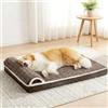 Jolibean Cesto per cani di grandi dimensioni ortopedico, 91 x 61 cm | Cane sfoderabile lavabile in lavatrice, con cuscino laterale morbido, tessuto impermeabile, base antiscivolo, marrone
